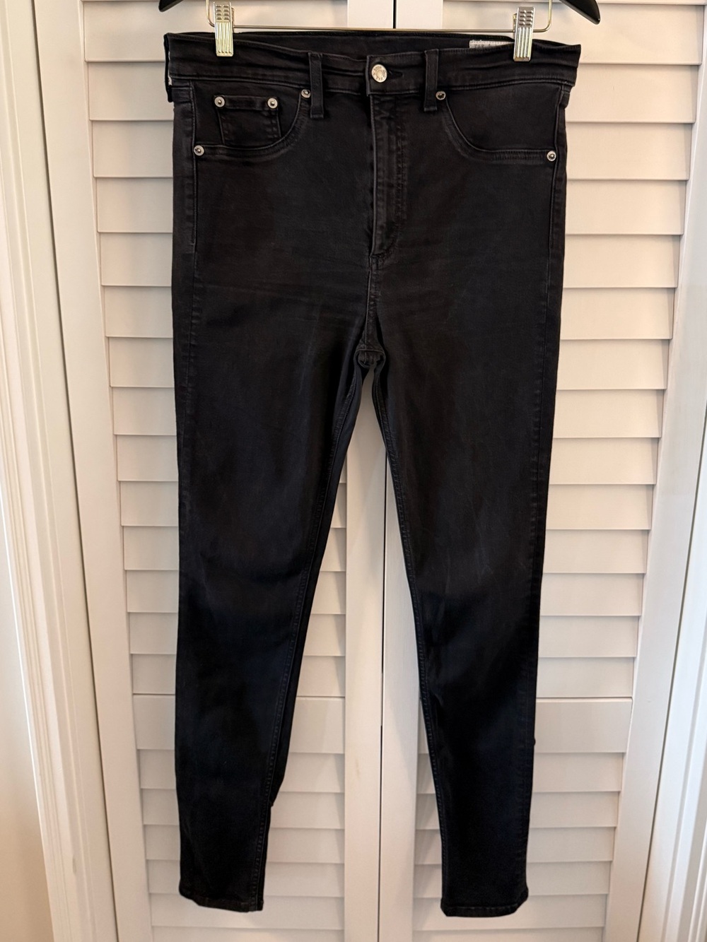 rag & bone High Rise Skinny Jeans Black Stretch Denim Size 32